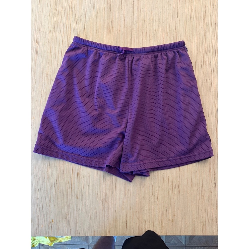 The Body Co Mens Purple Mesh Athletic Shorts XL Side Stripe Drawstring 21